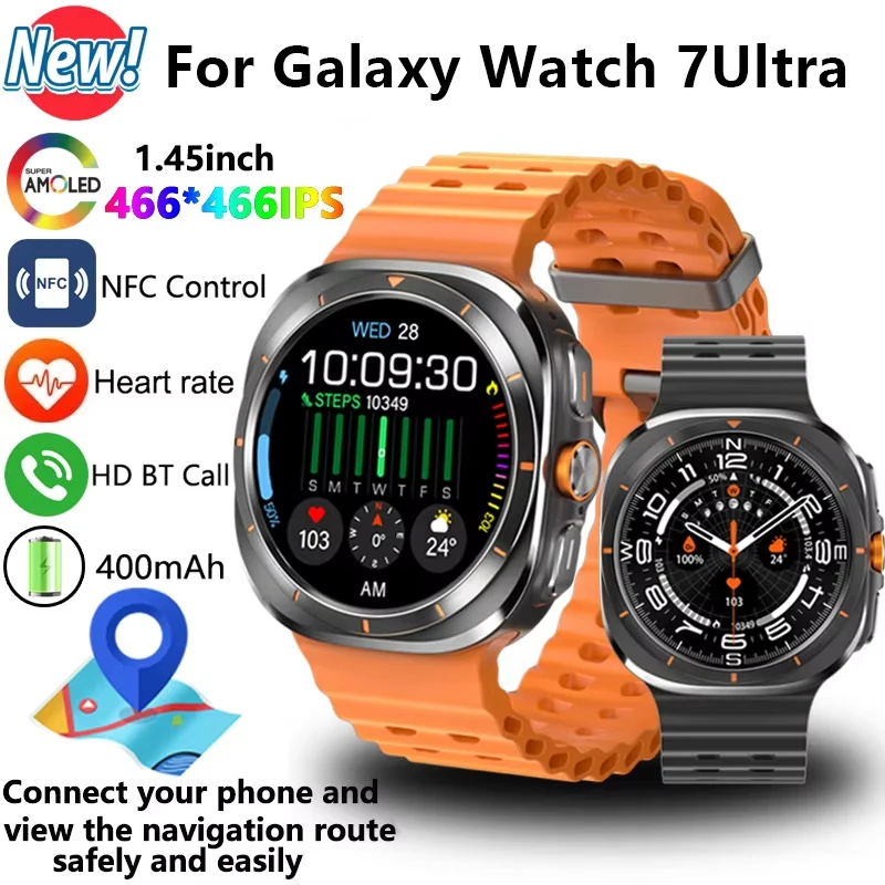 Zordai For Samsung Galaxy Watch Ultra GPS Track Smart Watch Men Amoled Always Display Body Temperature Clock BT Talk Smart Watch