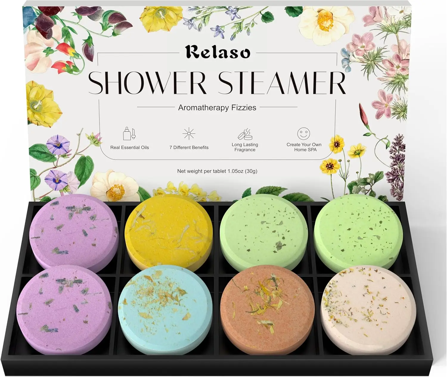 Aromatherapy Shower Steamers 8 Pack - Natural Essential Oils for Stress Relief & Relaxation, Perfect Gifts for Women and Men