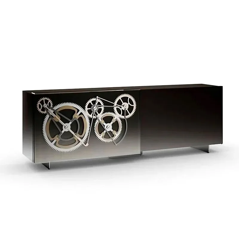 

Italian light luxury stainless steel dining side cabinet high-end designer large apartment villa living room home solid