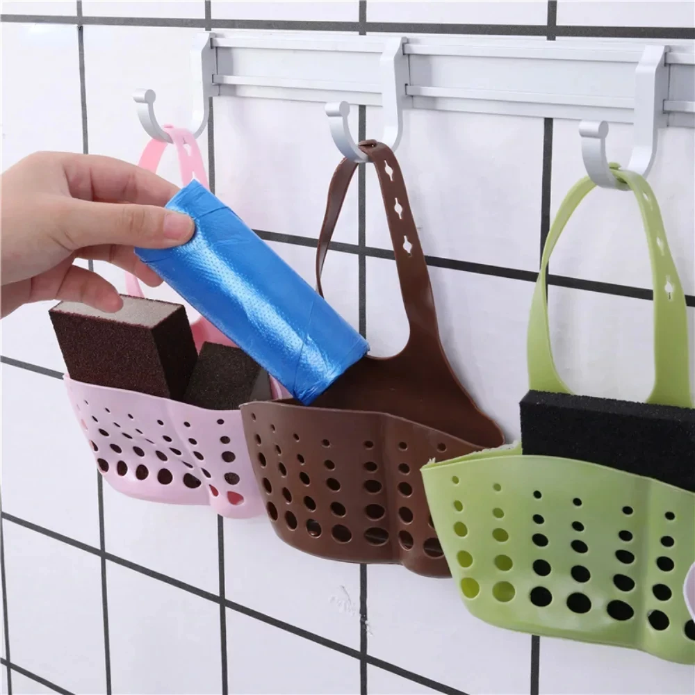 Kitchen Sink Holder Hanging Drain Basket Adjustable Soap Sponge Shelf Organizer Bathroom Faucet Holder Rack Kitchen Accessories