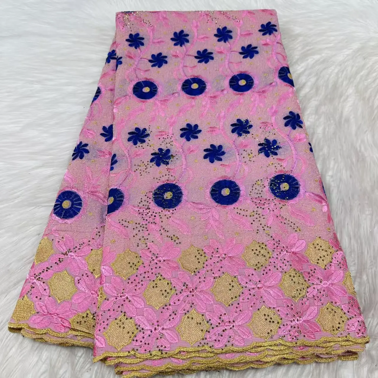 5 Yard High-Quality Cotton Lace - Africa Nigeria Lafaya Swiss Voile with Beaded Embroidery Dubai Style for Fashion Crafts