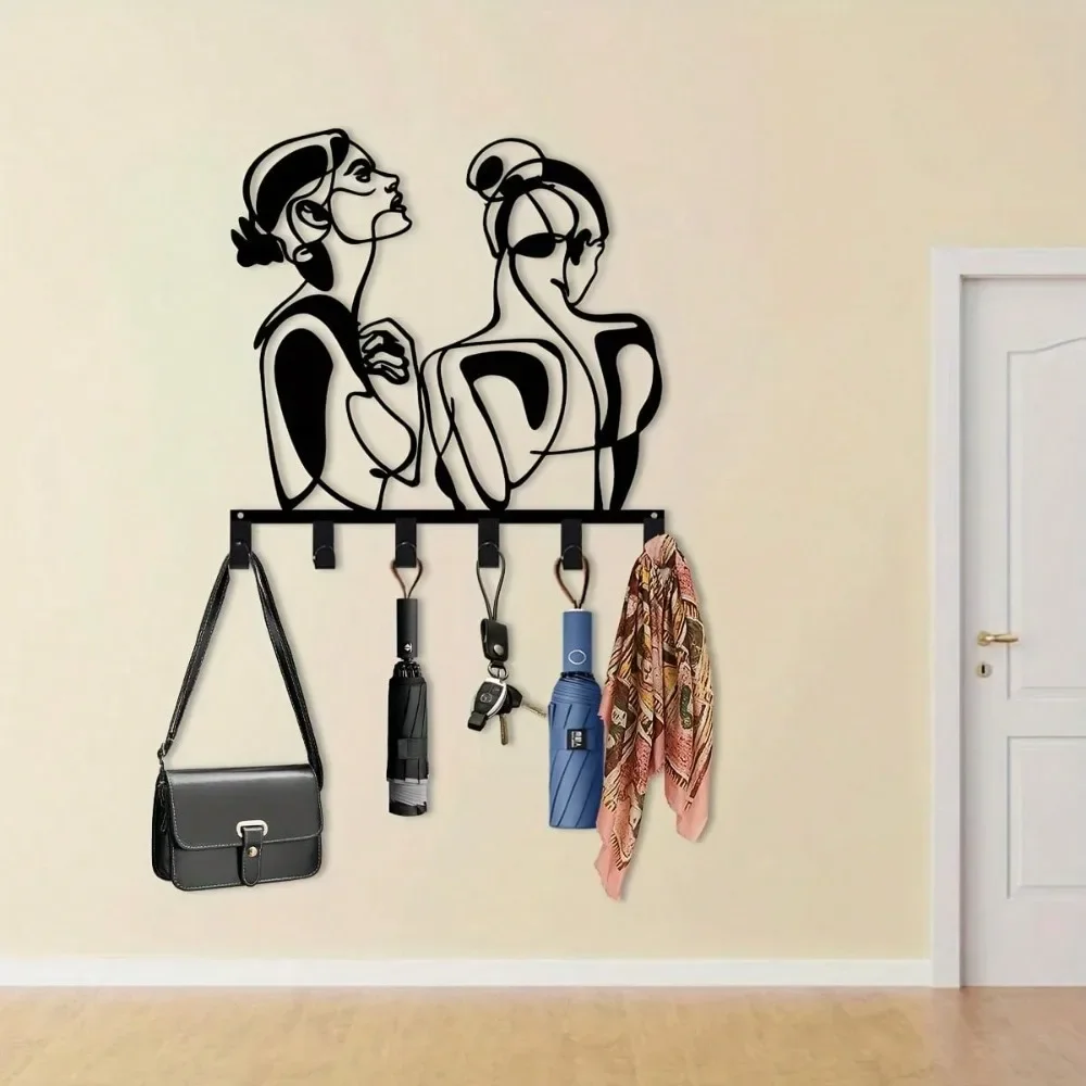 CIFbuy Iron Art Wall Decor Key Holder With Hat Rope Modern Face Entryway Office Kitchen Unique Home Gift Functional Ornament