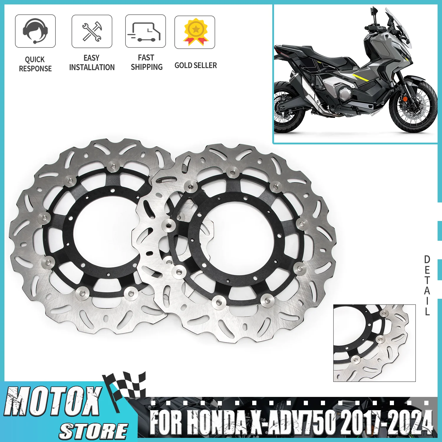 

Fit for Honda X-ADV750 XADV 750 X-ADV 750 2017 - 2024 2018 2019 2020 2021 2022 2023 Motorcycle Rear / Front Brake Disc Rotor