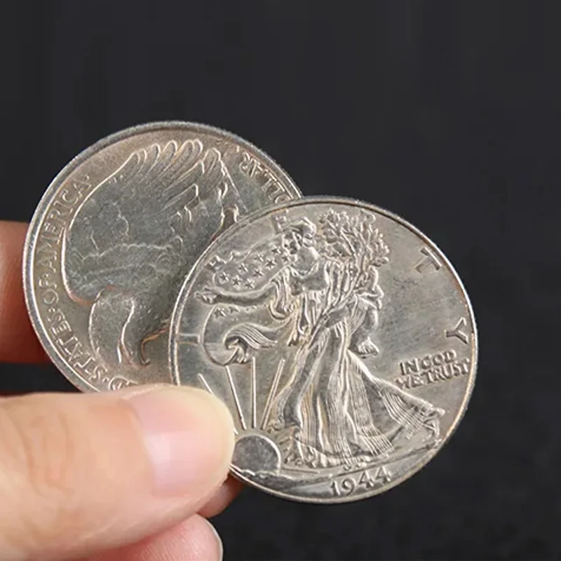 Gravity Flipper Coin ( Walking Liberty Half Dollar ) Magic Tricks Special Magnetic Butterfly Coin Money Magic Accessories Stage