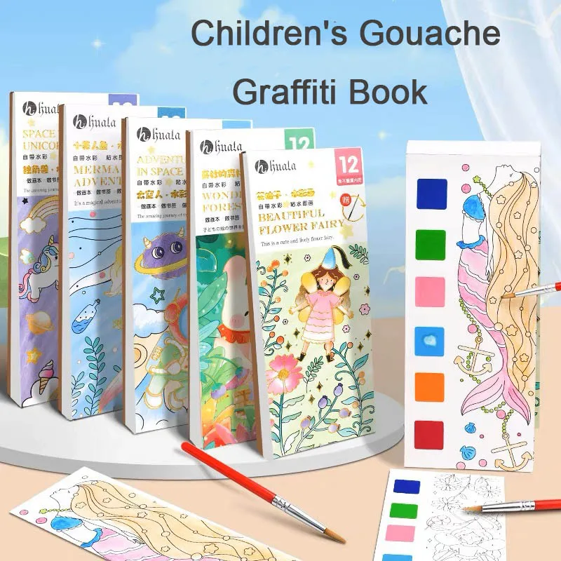 Kid Gouache Graffiti Picture Books Drawing Toys Kindergarten Enlightenment Watercolor Painting Bookmark Art Color Filling Paper