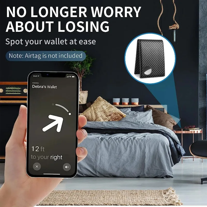 Rfid Airtag Wallets Carbon Fiber Credit Card Holder Bifold Money Bag Id Bank Cardholder Slim Air Tag Wallet for Men Carteiras image 4