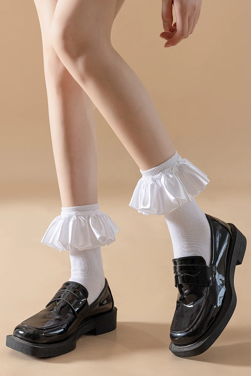 Game Genshin Impact Furina Cosplay Accessories Stocking White Ruff Socks Lolita JK Uniform Focalors Role Play Halloween Carnival images - 6