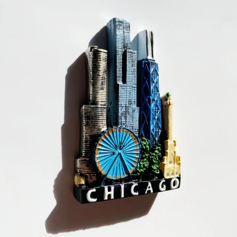 شيكاغو، الولايات المتحدة الأمريكية، المباني المميزة، الحرف اليدوية، ثلاثية الأبعاد الإبداعية، ملصقات الثلاجة المغناطيسية، الديكور، التذكارات السياحية #3