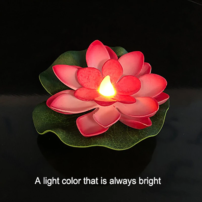1PC Künstliche Schwimmende Lotus Nachtlicht 10cm Blume Lotus Lampe Wasserdichte Lichter Weihnachten Garten Pool Teich Brunnen Dekoration – Detail 9