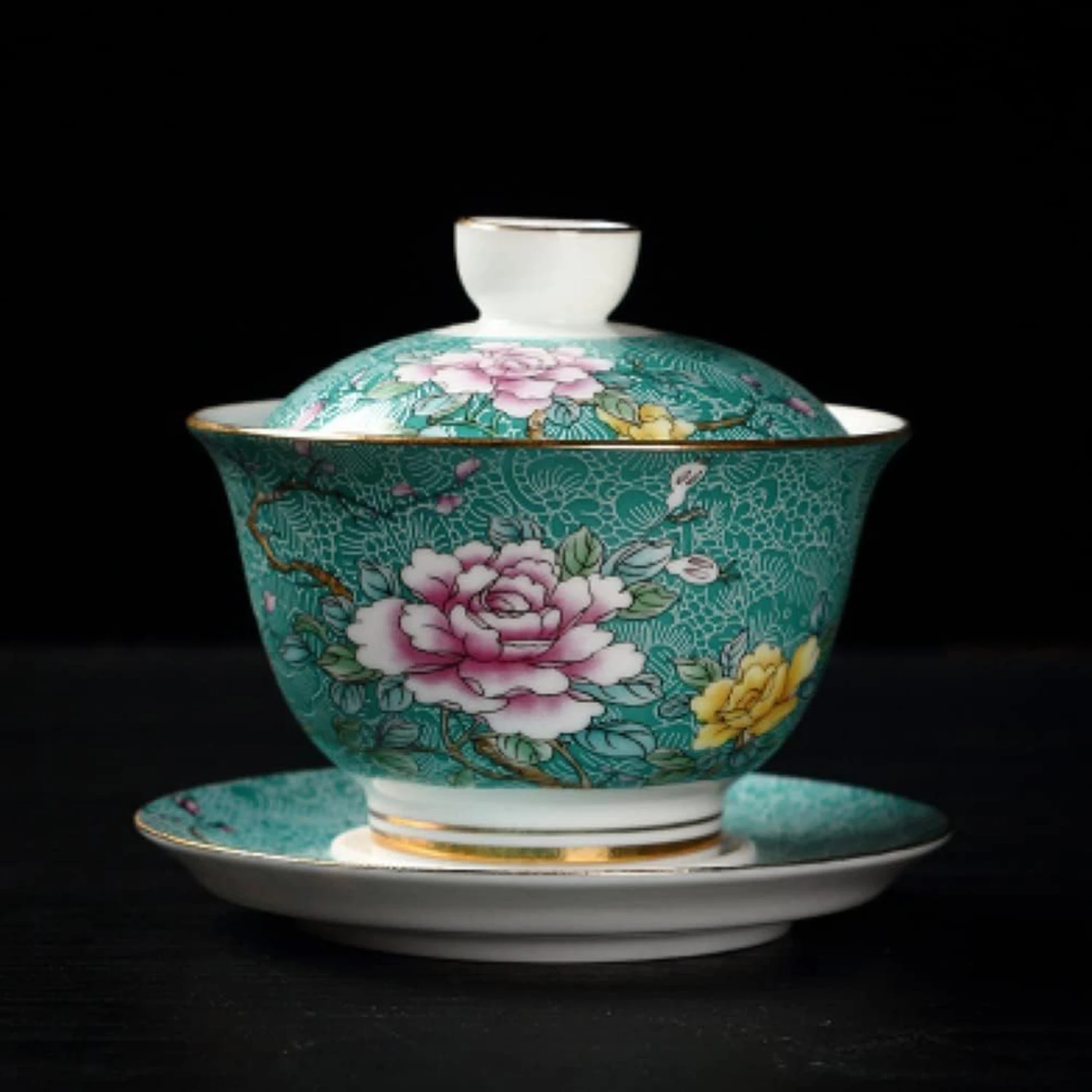 an Elegant Tea Journey with this Exquisite Traditional Chinese Porcelain Peony Flower Tea Ware Set. Indulge in the Timeless Beau