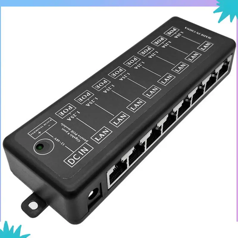 ABZW 2X POE-инжектор 8-портовый адаптер питания Poe Источник питания Ethernet для сетевой камеры видеонаблюдения POE Power через Ethernet, черный