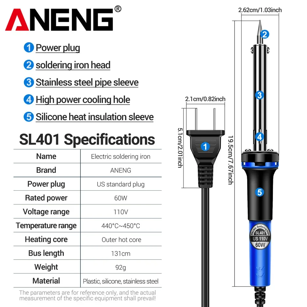 ANENG SL401 saldatore elettrico 30/40/60W US/EU Plug Tester Tin Tips riparazione strumenti di saldatura rilavorazione Header Tool stazione di