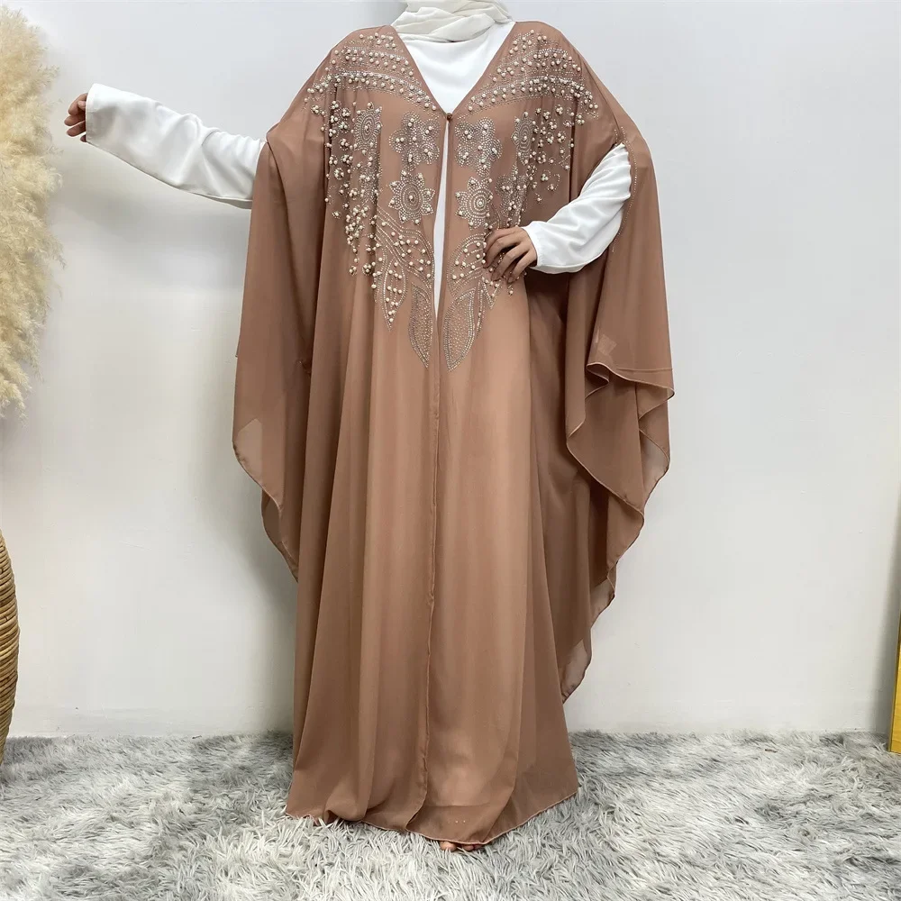 Eid เพชร Abayas สําหรับผู้หญิง Ramadan Kimono ชีฟองเสื้อสเวตเตอร์ถักชุดมุสลิม Batwing Robe อิสลาม Kebaya Djellaba Kaftan ชุด Kaftan