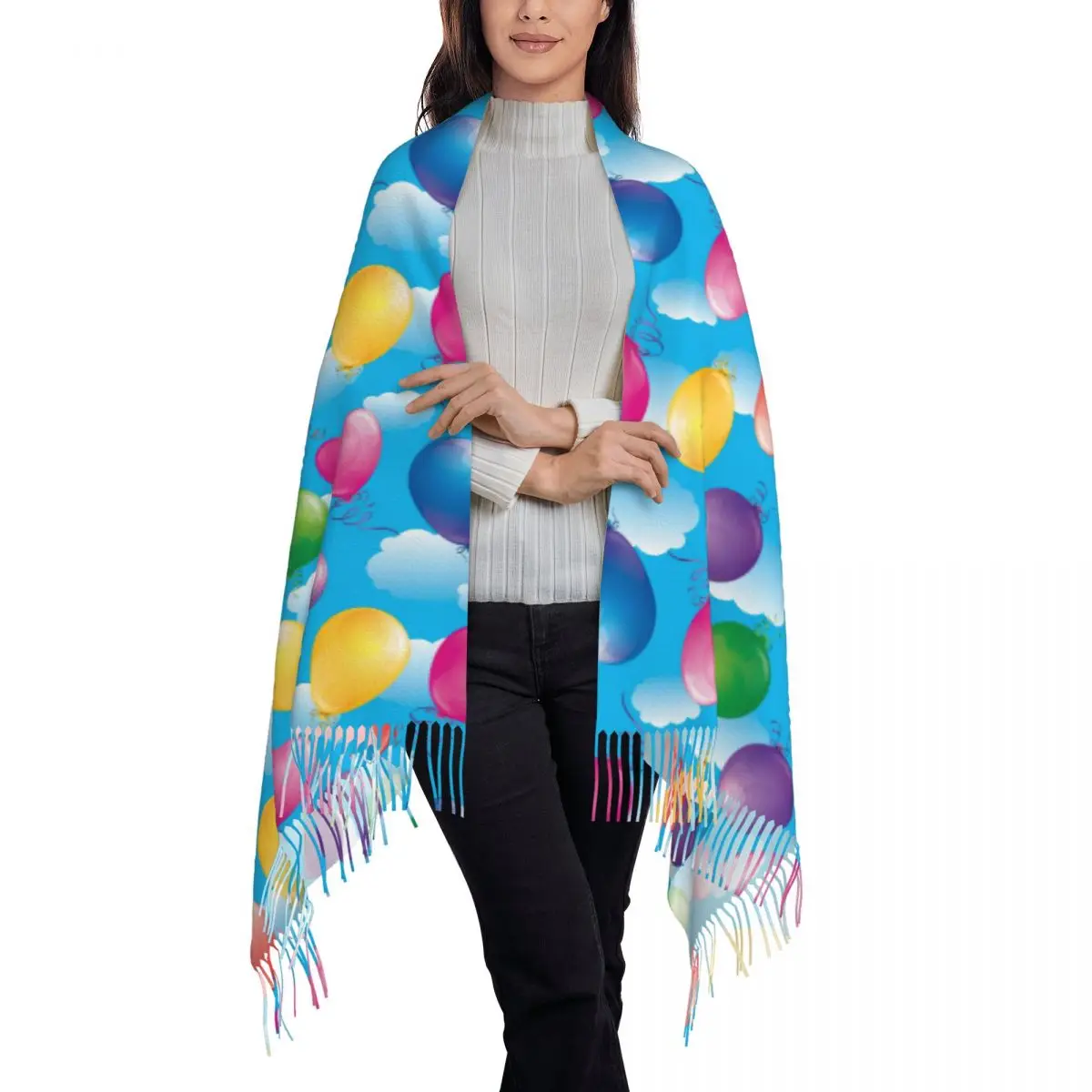 屋外用スカーフ 秋の風船柄 ショールとラップ グラフィック ブファンダ 女性用ファッションスカーフ ラップ
