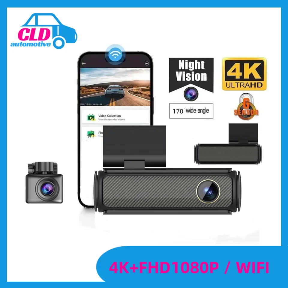 

4K Digital Car Black Box Wifi 2 Way Recorder Dash Cam With Parking Monitor And Motion Detection G-sensor Car DVR 128GB H.264