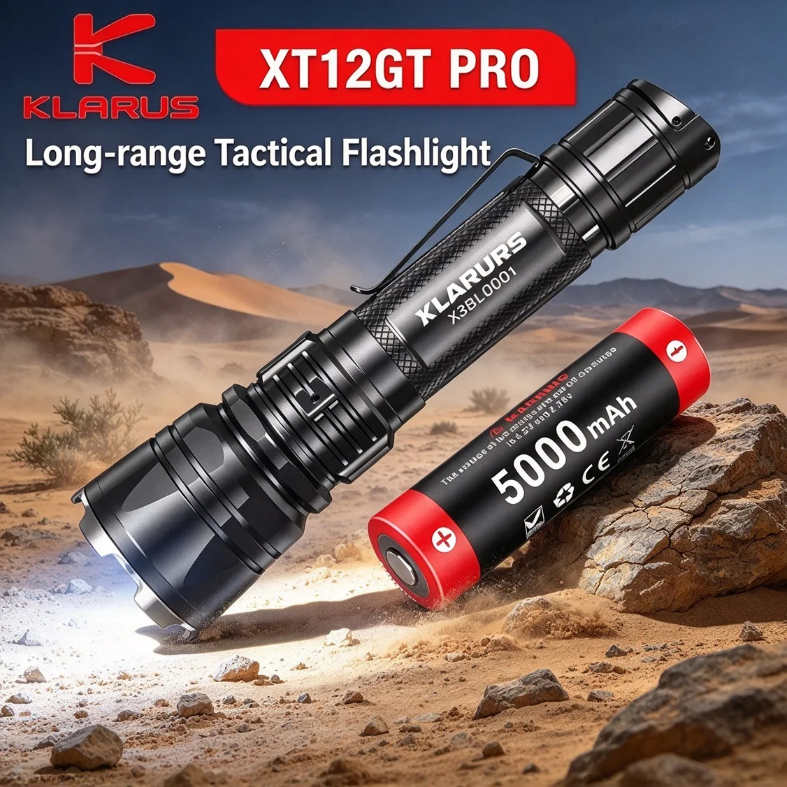 KLARUS XT12GT PRO Rechargeable Tactical Flashlight Luminus SFT40 1600LM  Torch Light by 21700 Battery for Daily Carrying Patrol