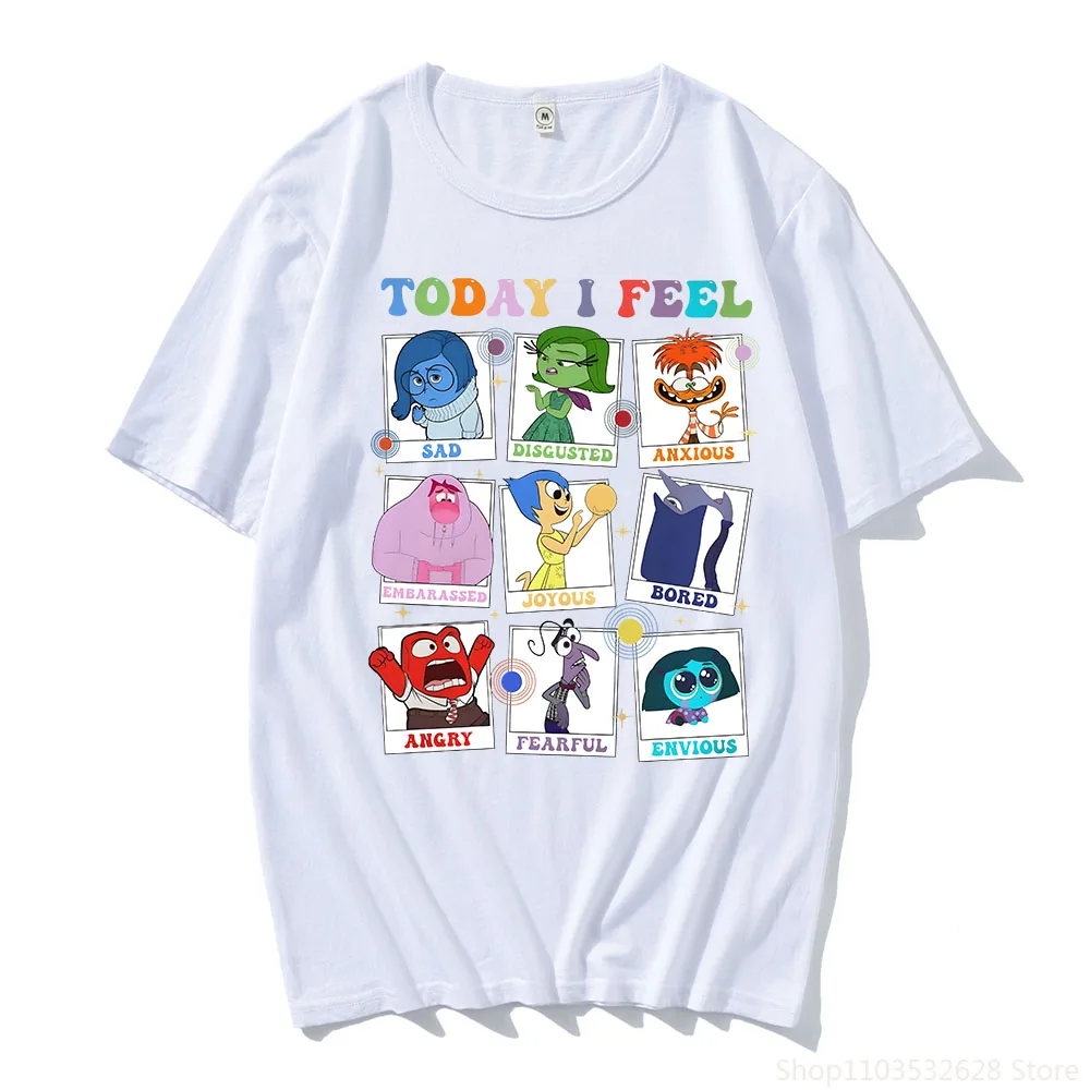 Today I Feel T-shirt Inside Out 2 Shirts Full of Emotions Mental Health Pure Cotton Short Sleeve Tshirts 2024 Popular Trends Top