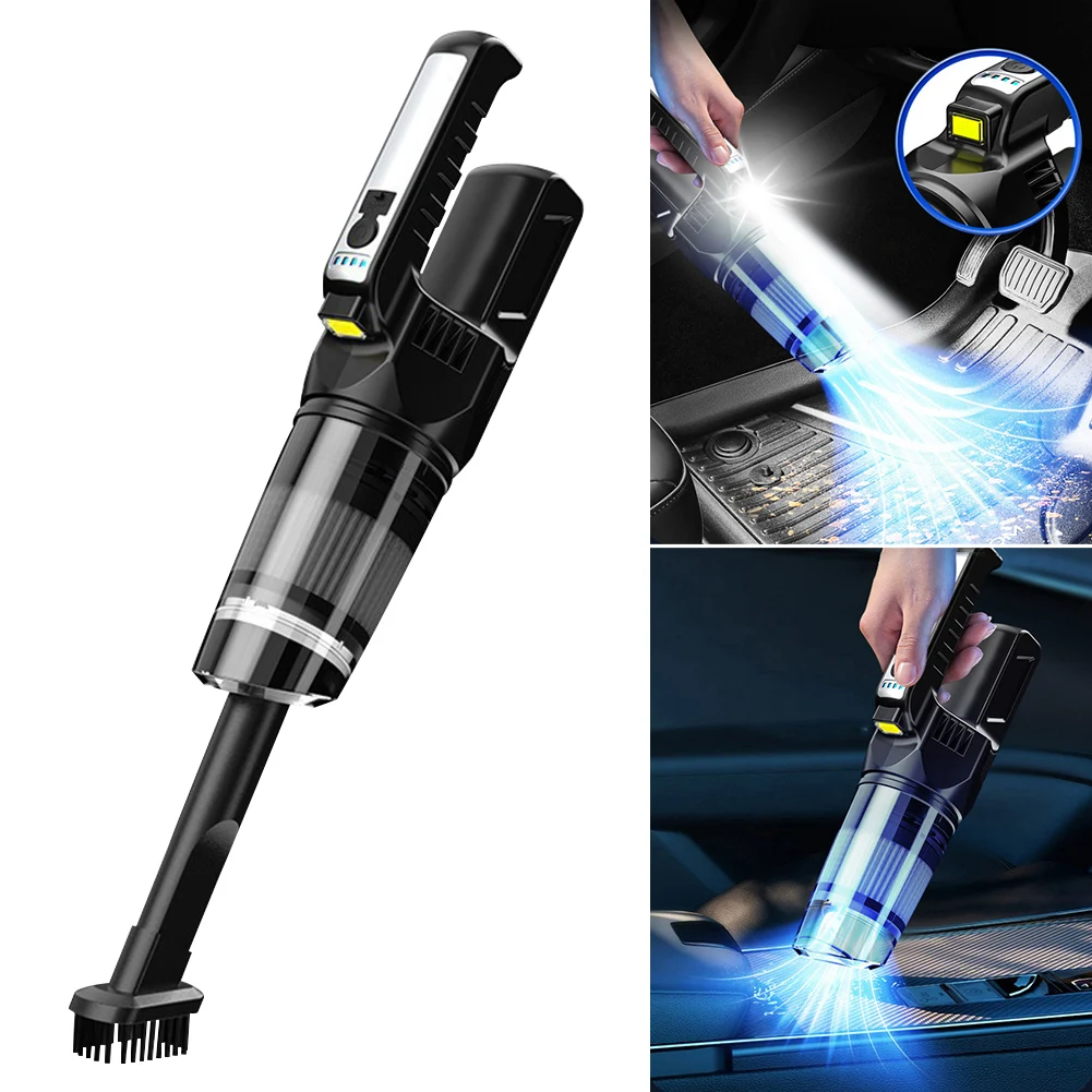 45W Car Vacuum Cleaner Portable Handheld Cleaner with Light Lamp, Wireless Vacuum Cleaner for Car Home with Brush Nozzle Filter