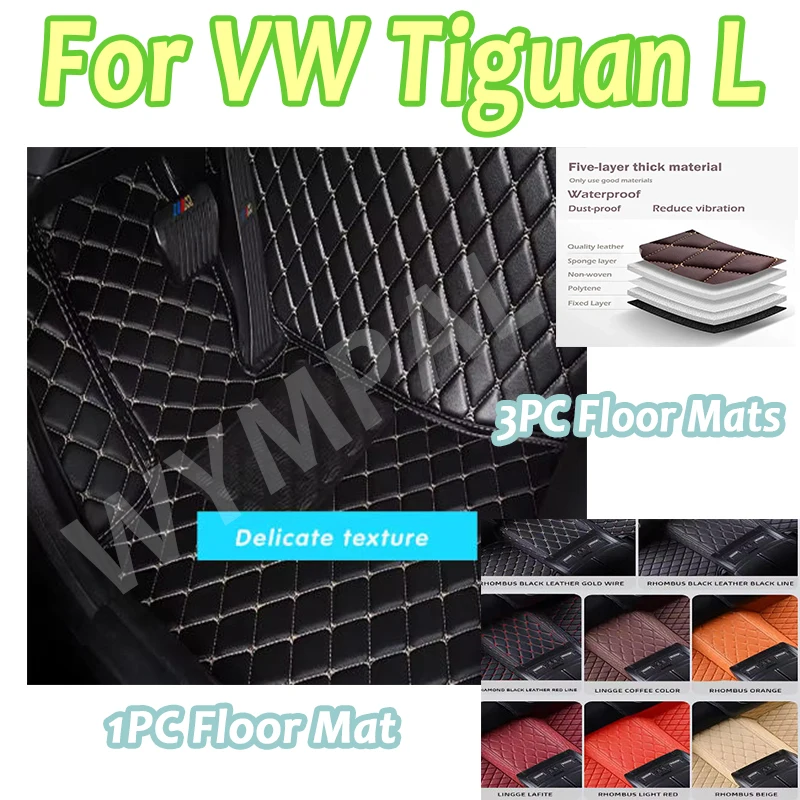 

Luxury Carpets Car Floor Mats For VW VW Tiguan L 2023 2022 2021 2020 2019 2018 2017 (5 seats) Auto Interior Covers Accessories