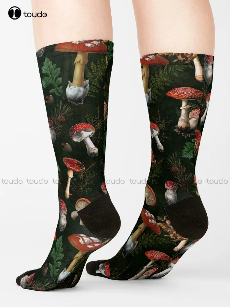 Beautiful Mushroom Kingdom Black Socks Vintage Flower Pattern High Quality Cute Elegant Lovely Kawaii Cartoon Sweet Cotton Sock