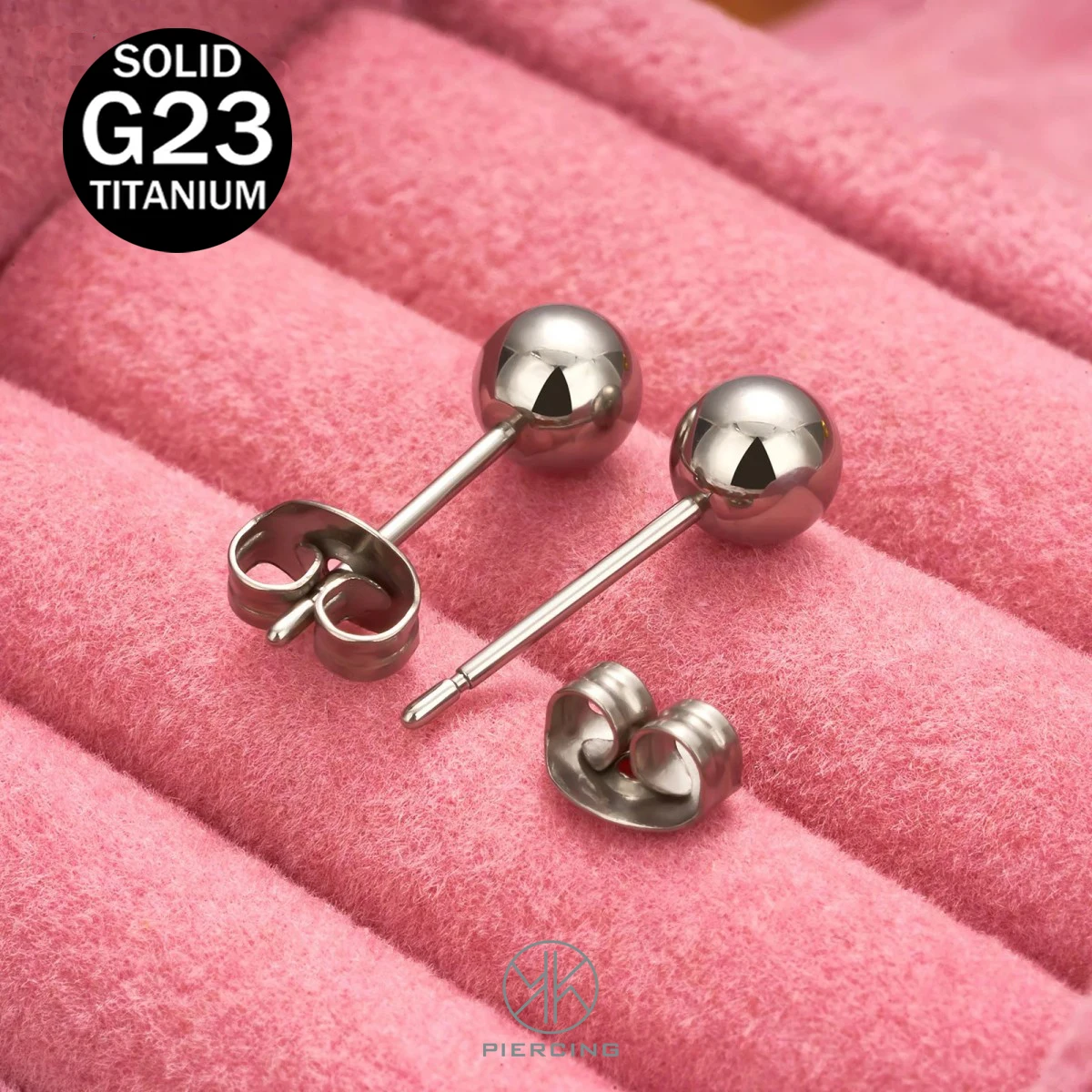 1 Pair G23 Titanium Piercing Earrings Push Pin Piercing Stainless Steel Ear Earrings ASTM F136 Round Ball Body Jewelry