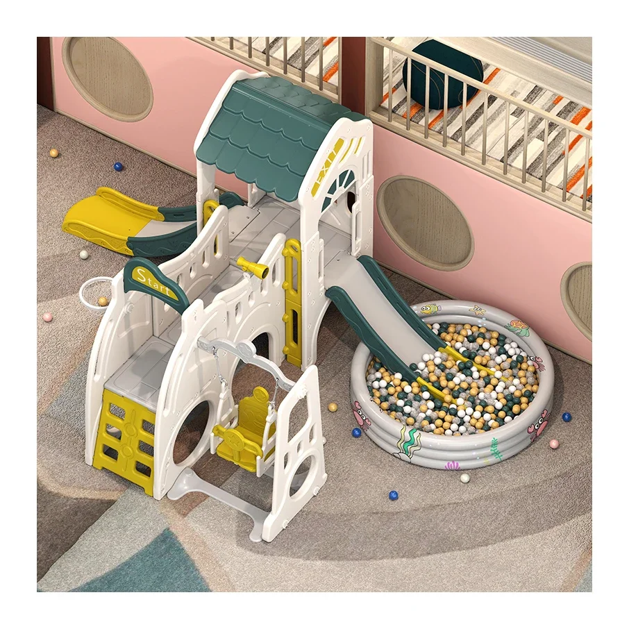 Children Indoor Playground Baby Hot Sell Multifunctional Plastic Slide Home Playing Swing Slides With Ball Pool Amusement Park