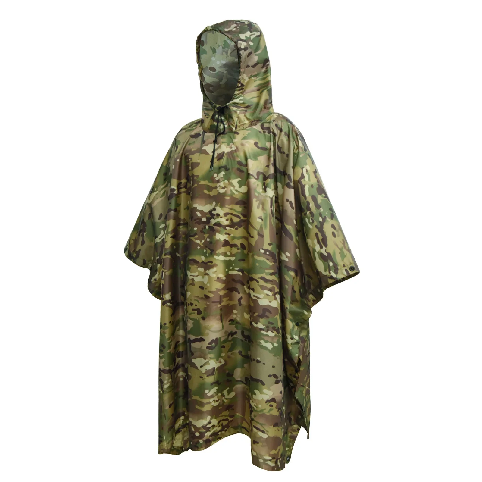 PU Breathable Camouflage Poncho Jungle Tactical Raincoat Bionic Birdwatching CS Hunting Ghillie Suit Travel Hiking Rain Gear