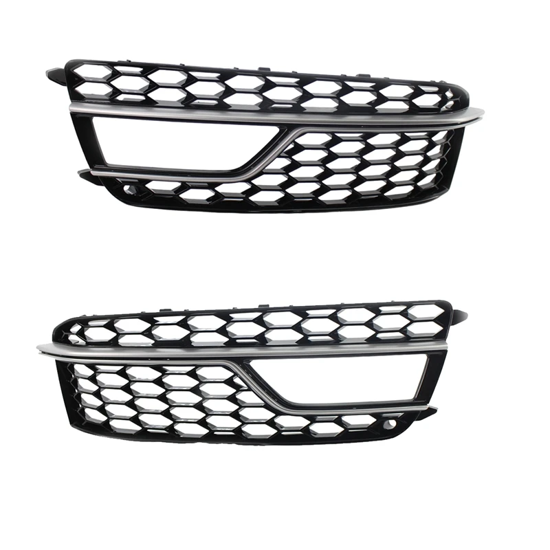 Left Chrome Car Front Bumper Mesh Fog Light Cover Honeycomb Grill Grille Cover For  S5 A5 S-Lines 2013-2016 Accessories