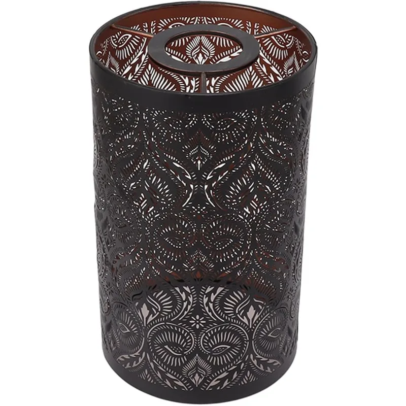 Metal Lamp Shade, E27 E26 Wrought Iron Lamp Shade Black Hollow Carved Modern Lampshade for Table Lamp Bedside Decor, 7.9 x 4.7in