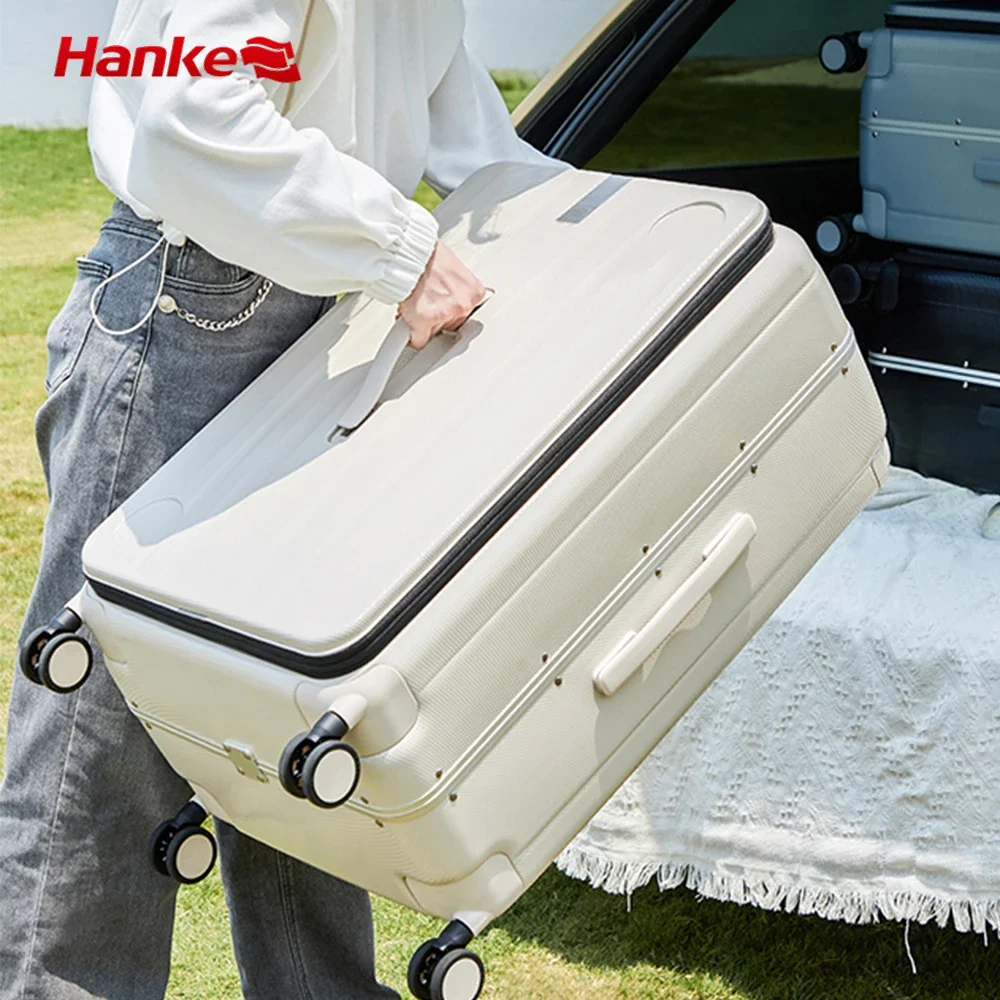 Hanke private custom design aluminum frame luggage 26 inch luxury high quality travel smart suitcase 2024