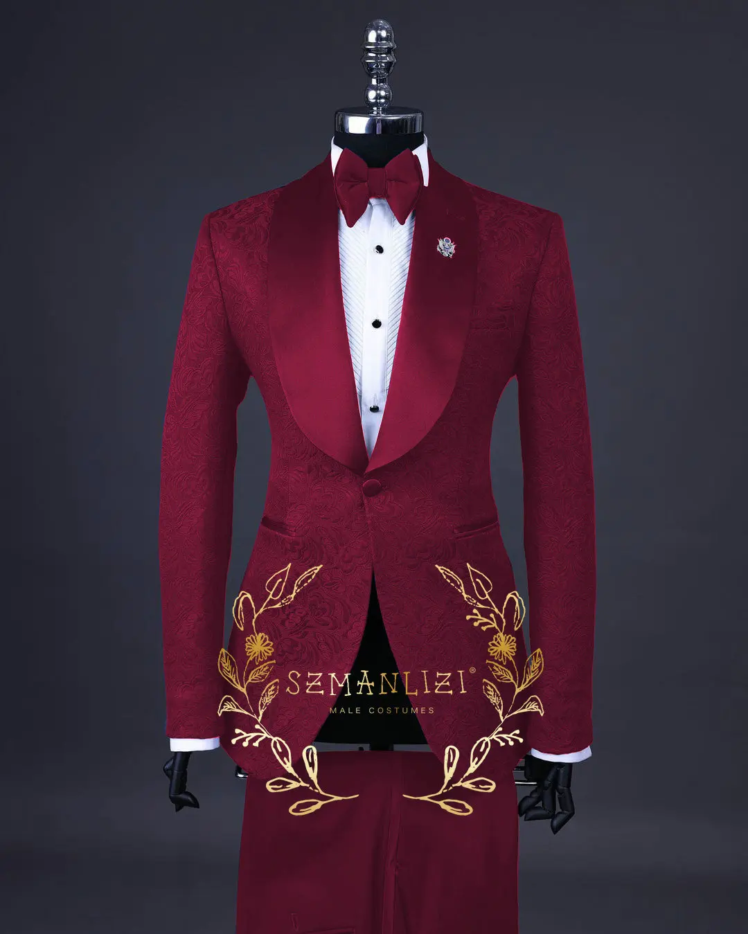 

Mens Wedding Suits 2024 Italian Design Custom Made Burgundy Smoking Tuxedo Jacket 2 Pieces Set Groom Terno Suits For Men