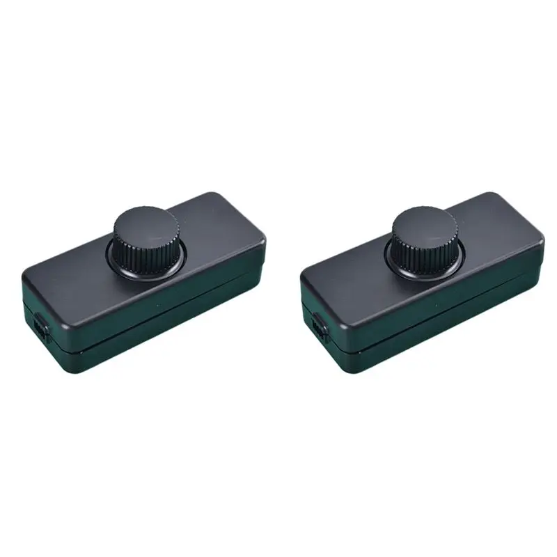 ABGE-2PCS Adjustable LED Dimmer 220V Lights Switch Lighting Button Dimmer Controller Black