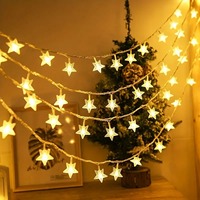 1PC 10/20/30/40 LED Star String Lights Battery Operated Fairy Lights For Christmas Tree Bedroom Room Party Home Wedding Decor