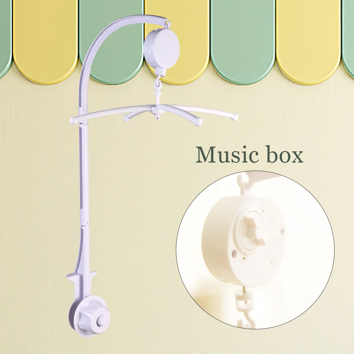Baby Crib Bell Bracket Arm Holder White ABS Plastic 503438216mm Sturdy Rotate Baby Music Box Lullaby