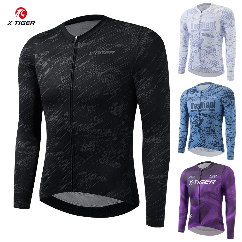 

X-TIGER Cycling Jersey Long Sleeve Zipper Cycling Jersey Slim Fit Men's Breathable Cycling Jersey MBT men's high quality shirts