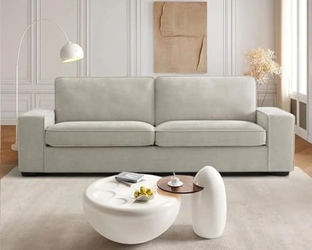 

Chenille Sofa Couch,Lounge Sofa for Bedroom with Removable Back and Seat Cushions, Modern Deep Seat Comfy Couch