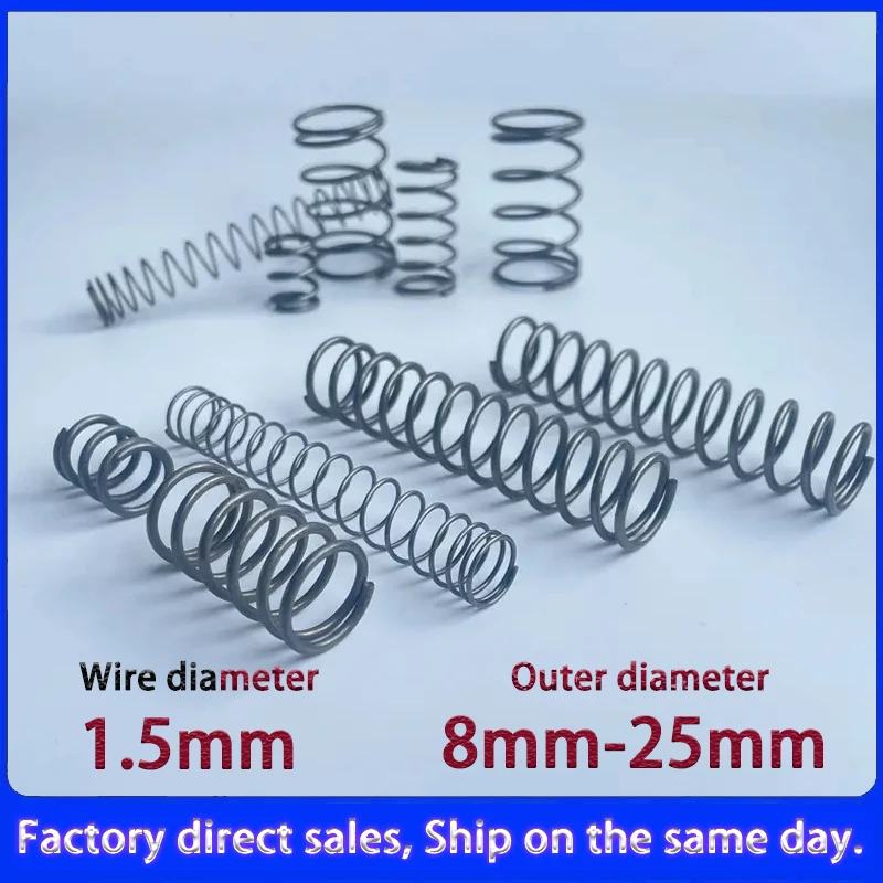 

Spring Steel Compression Spring - 1.5mm Wire, 8-25mm OD & 15-100mm Length - Customizable High Elastic for Industrial Machinery