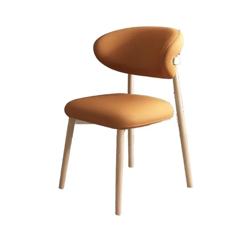

Nordic imitation wood dining chair home modern simple hotel restaurant light luxury soft bag back chair hotel