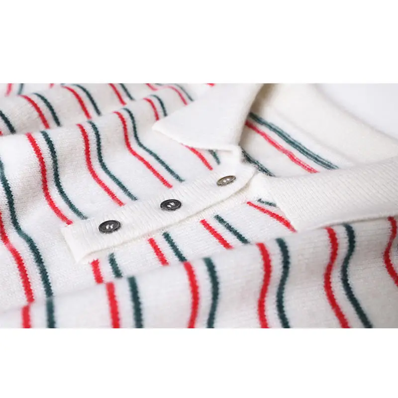 exquisite oversized luxury 100% cashmere striped polo sweaters