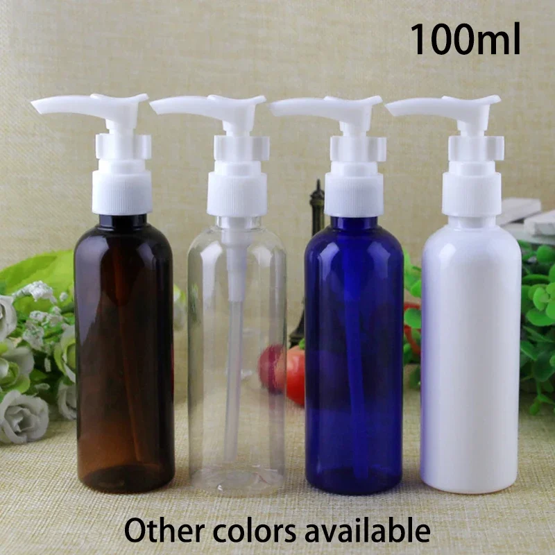 100ml Plastic Spray Pump Bottle Cosmetics Lotion Cream Refillable Spraying Bottles White Blue Brown Empty Cleanser Containers