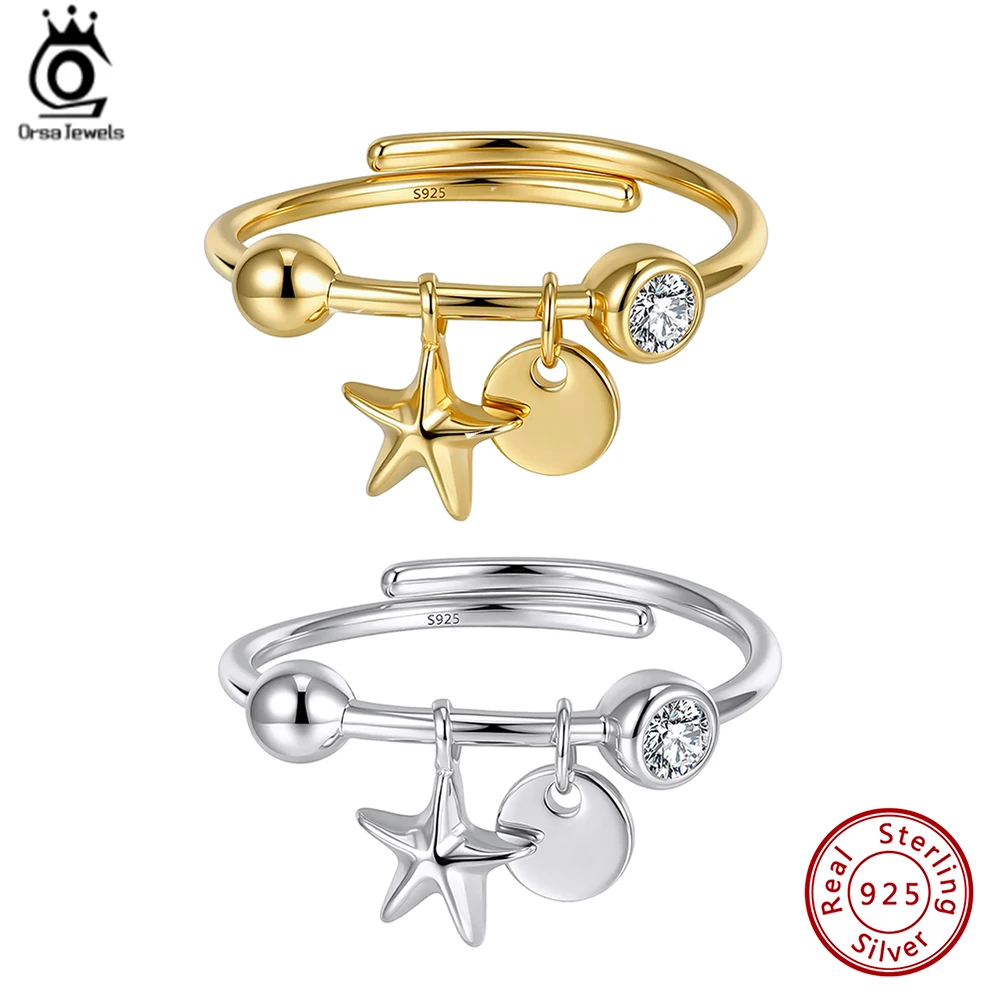 

Кольцо ORSA JEWELS из стерлингового серебра 925 пробы с изображением морской звезды для женщин, коллекция украшений в морском стиле, великолепные кольца на палец, ювелирные изделия, подарок APR47