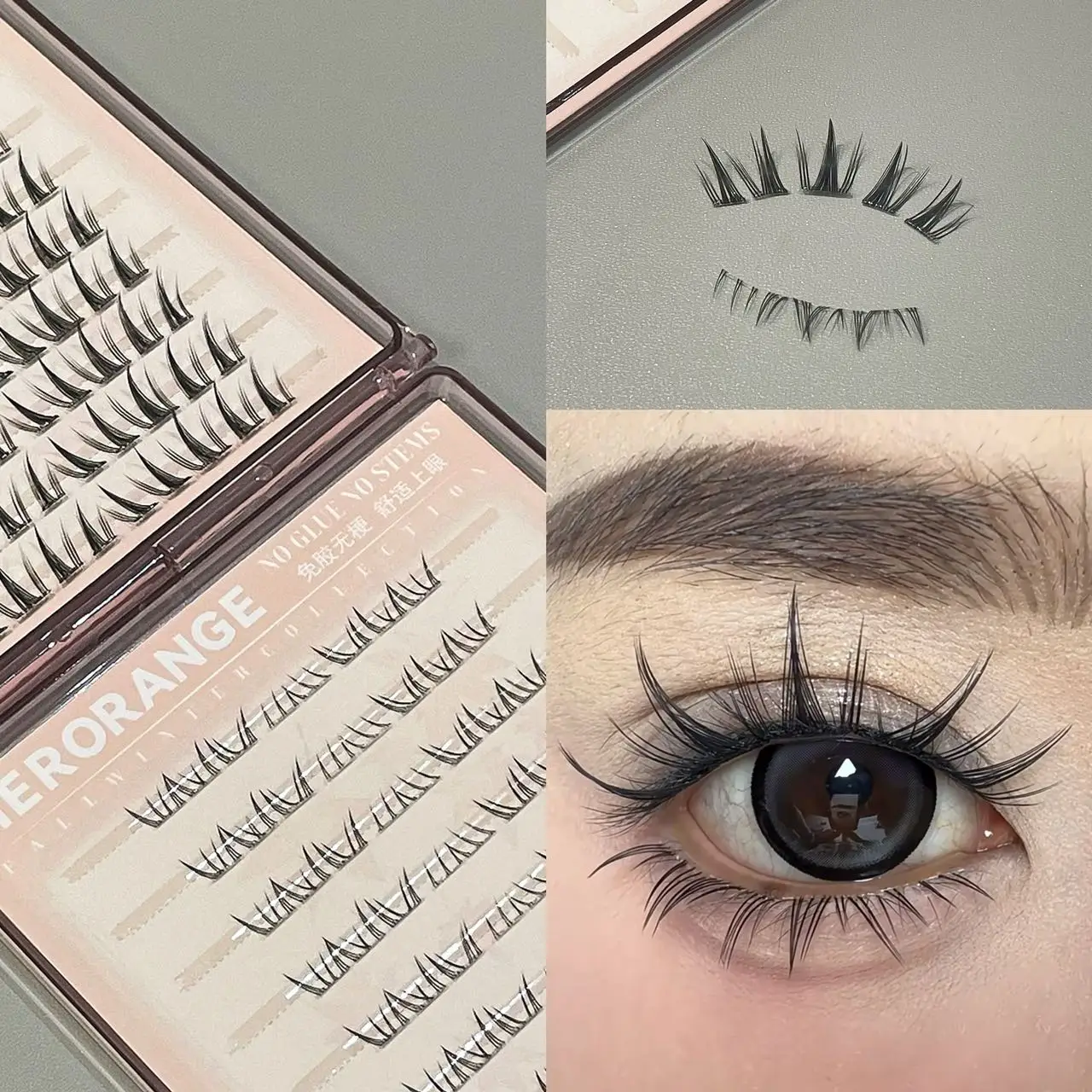 Herorange Stemless Glue Free Lash Book Invisible Curly Comfort Mixed Styles Natural Eye Makeup