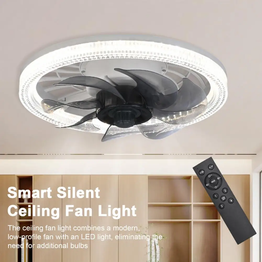 Silent Ceiling Fan Light Fan Light Energy-saving 2-in-1 Silent Ceiling Fan with Dimmable Light Adjustable Speeds for Bedroom