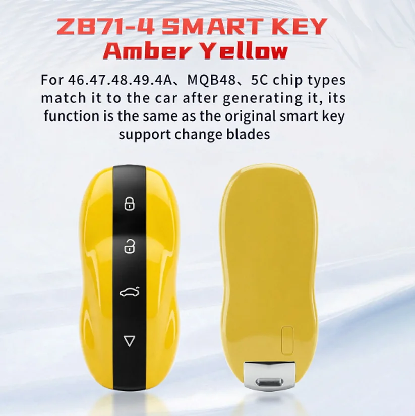 

Keydiy New Smart Key ZB71-4 Amber Yellow for 46 47 48 49 4A MQB48 5C Chip Types Super Car Model Support VW Global Version