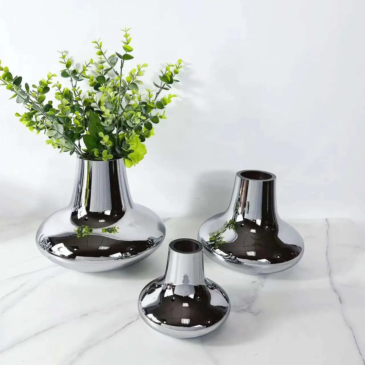 

Nordic simple dining table silver glass vase decorations sales department model room tea table porch flower
