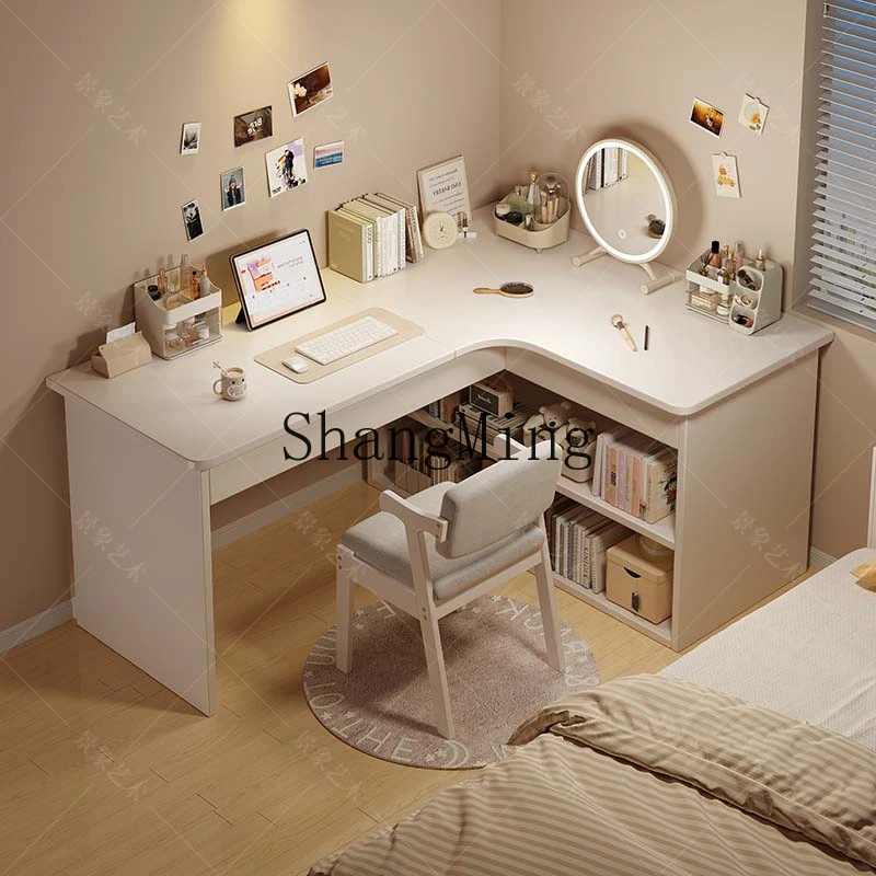 

SM Computer Desk Desktop Home Bedroom Bookshelf Integrated Writing Corner Multifunctional Office Desk