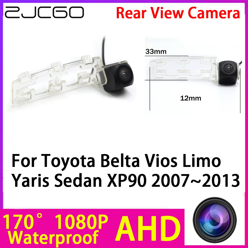 

ZJCGO AHD 1080P Reverse Rear View Camera Night Vision Waterproof for Toyota Belta Vios Limo Yaris Sedan XP90 2007~2013