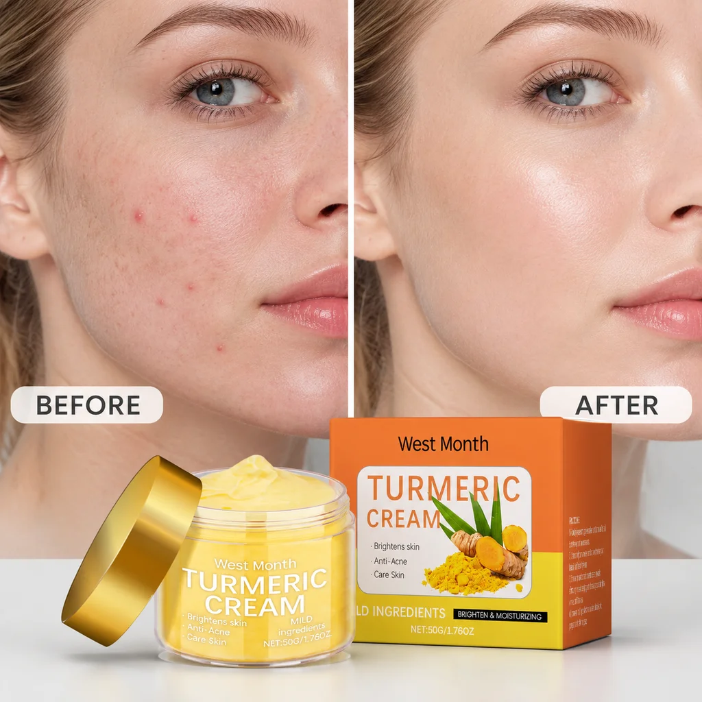 Turmeric Face Cream, Moisturizing Brightening Skin Care, Hydrating Facial Cream for All Skin Types, Smooth Radiant Looking Skin