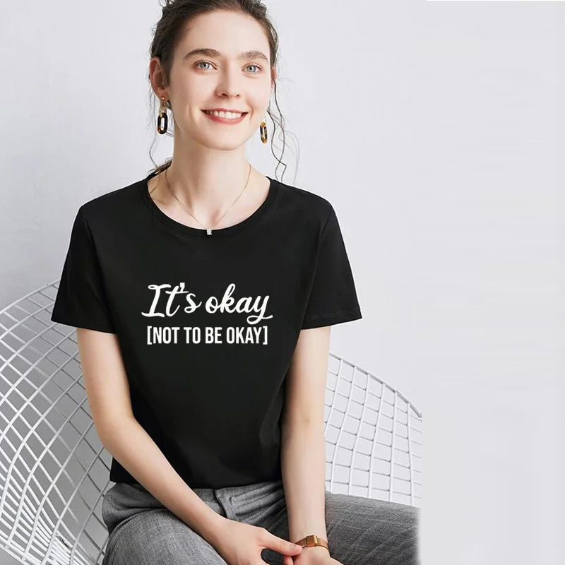 

It's okay to not be New Arrival Summer Cotton Funny T Shirt Soft Women Mental Awareness shirt Mental Health shirt Gifts