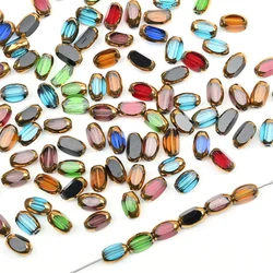 48Pcs Oval Shape Golden Colour Plated Rice Beads Glass Clear Faceted Loose Spacer Beads for Hand Crafts DIY Bracelet Necklaces